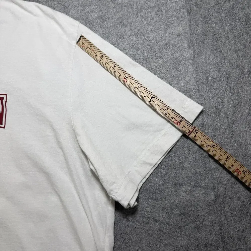 True Religion T Shirt Mens 3XL White Red Horseshoe Paint Logo Relaxed Fit Street